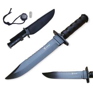 Foxter Rambo Finka survival knife, 35 cm, black, with sheath, compass, and other accessories - Hunting & Survival Knife