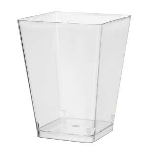 Clear plastic dessert cup, 160 ml, square shape, pyramid design - Disposable Plate