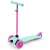 Kidwell Uno three-wheeled scooter with LED wheels, pink and mint color, side view