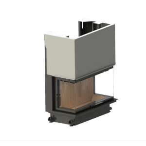 Wood/Briquette Fireplace Crystal 80 Max Eco A-Caminetti, 3 glass sides, hinged door, 12 kW nominal power