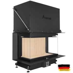 A-CAMINETTI CRYSTAL 90 MAX model wood-burning fireplace with 3 glass sides, hinged door, 14 kW nominal power
