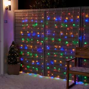 Színes LED függöny fények, 120 LED, 3x3m, fehér vezeték, kültéri - Nonbrand Fényfüzér