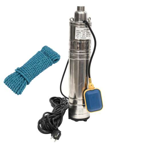 Wertcraft merülő mélyszivattyú, 1100W, 3 mc/h, rozsdamentes acél, kötéllel, kábellel és úszókapcsolóval