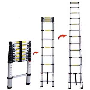 Telescopic Aluminum Ladder, 5 meter, 150 kg load capacity, easy to fold and store, ideal for home maintenance and repairs - Ladder and Step Stool