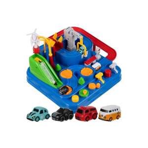 Kruzzel 22879 bunte Kunststoff-Autobahn mit Autos und Hubschrauber, Spielzeug für Kinder - Kruzzel