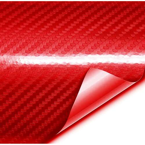 Red carbon fiber vinyl wrap, 5D gloss finish, 3m x 1.52m