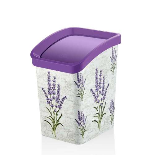 Coș de gunoi din plastic Smart Click cu capac rabatabil, model Lavanda 12L