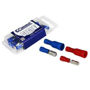 25 de terminale pentru fire Commel, izolate, cilindrice, pentru fire cu secțiune transversală de 1,5-2,5 mm2, diametru de 5 mm, albastre și roșii - Cleme de cablu