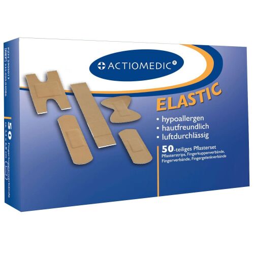 Actiomedic Elastic sebtapasz készlet, 50 darabos, hipoallergén és légáteresztő sebtapaszok sebkezelésre - Sebkezelő
