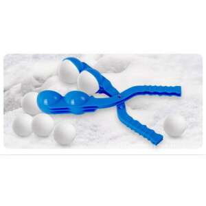 Blue plastic snowball maker, makes two snowballs at once, winter fun for kids and adults - Outdoor Toy
