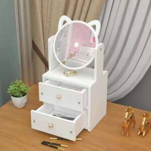 White jewelry and cosmetic organizer with mirror and two drawers - Decoration