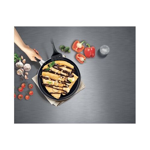 Tefal XL Force Gray crepe pan in use with chocolate crepes