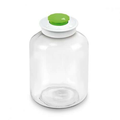 Borcan de fermentare Tescoma Della Casa 5000 ml cu capac etanș, capac verde, sticlă transparentă, capac alb