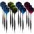 Trizand 12 piece dart set with blue, green, and red flights