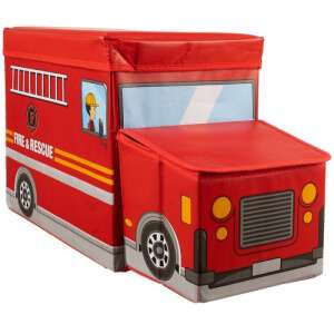 Red fire truck shaped toy storage box with lid, Kruzzel brand - Kruzzel
