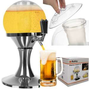 Ruhhy 3.5l alcohol dispenser, perfect for parties, with ice compartment, silver color - Bar tool