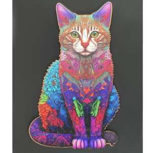 Kruzzel 22878 drevená skladačka, farebná mačka s kvetinovým vzorom - Puzzle