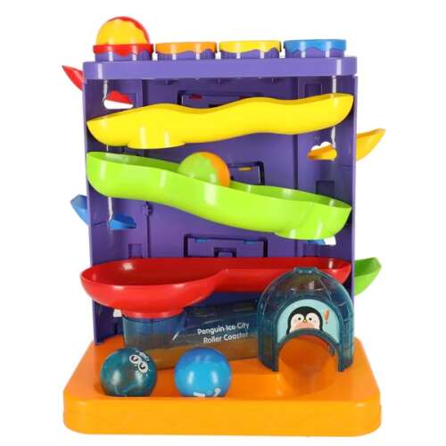 Interactive 3-in-1 Marble Run with Hammering Penguins + Car