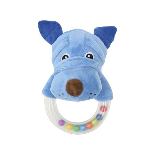 Lorelli Toys kék plüss kutya csörgő karika színes golyókkal - Lorelli