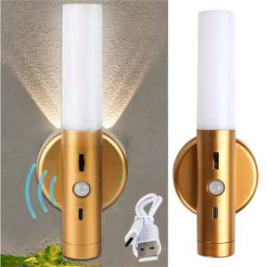 Gold LED motion sensor wall light with USB charging cable,  removable and magnetic - Lamp & Lighting