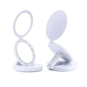 Eclipse LED Travel Skladacie Zrkadlo na Líčenie s 5x Zväčšením, Biele - Kozmetické zrkadlá