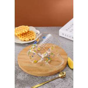 Glass measuring cup with handle, cartoon design, 400ml capacity - Mug