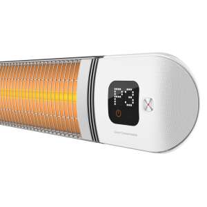 Infrarot-Heizstrahler für Terrassen – LUXEVA PRO WL 2500W, IP65, wandmontierbar, 6 Heizstufen, Thermostat, Timer, Fernbedienung, weiß