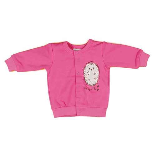 Belül bolyhos kislány baba kocsikabát sünis mintával - 62-es méret, pink