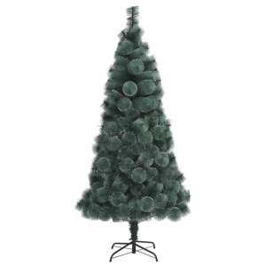 Изкуствена коледна елха зелен бор с бели шипове IdeallStore, Perfect Holiday, 150 см, стойка 90822760