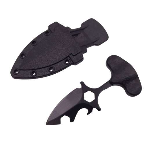 Тактически ловен нож IdeallStore® с калъф, 8 cm, черен, с клипс за колан