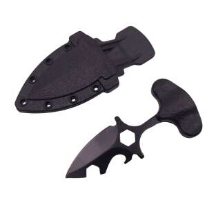 IdeallStore® taktisches Jagdmesser mit Scheide, 8 cm, schwarz, mit Gürtelschnalle - Jagd