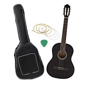 Chitara clasica 104 cm, Black Raven, lemn, model clasic, negru, husa, corzi si pana incluse 90823636 - Arte și Hobby