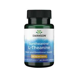 Swanson Suntheanine L-Theanine 100mg 60 Veggie Capsules, Brain and Emotional Health Dietary Supplement - Dietary supplement