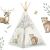 Nukido Indian tent with cushion - Forest animals - Beige 90824449