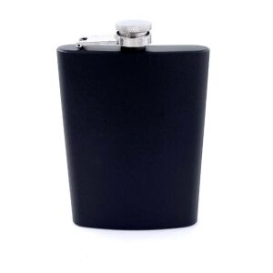 OEM Rozsdamentes Acél Laposüveg – 250 ml, Fekete, Alkohol Tárolására 136477535 - Flaska