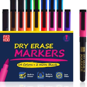ParKoo 14+2 db-os Letörölhető Mágneses Táblafilc Készlet – Többszínű, Tartós Írószer 136475001 - Marker
