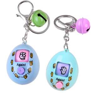 Rock, paper, scissors keychain game with blue and green egg-shaped keychain, two keychains in the image - Keychain