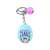 Rock, paper, scissors keychain game with blue and green egg-shaped keychain, one keychain in the image