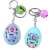 Rock, paper, scissors keychain game with blue and green egg-shaped keychain, two keychains in the image