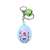 Rock, paper, scissors keychain game with blue and green egg-shaped keychain, one keychain in the image
