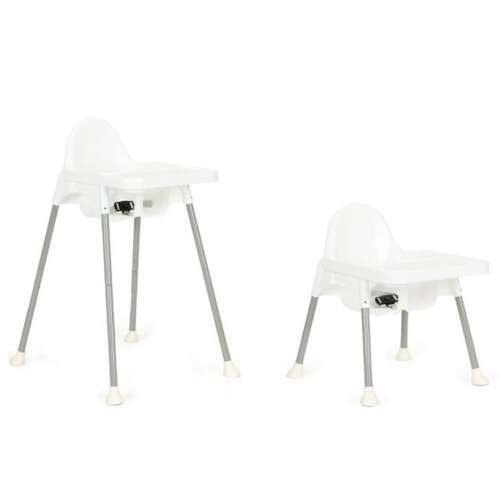 EcoToys 2v1 pevná vysoká stolička s odnímateľným podnosom #biela