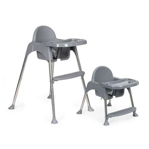 EcoToys 2v1 pevná vysoká stolička s odnímateľným podnosom #sivá