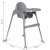 EcoToys 2in1 Convertible High Chair with Removable Tray in Gray, showing dimensions
