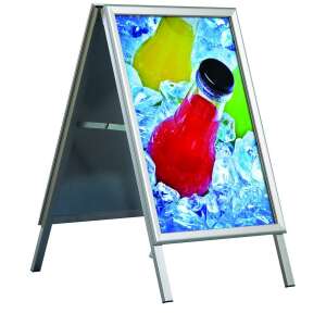 ECO Kültéri A-Board Megállító tábla 32 mm, A1, szögletes sarokkal, eloxált alumínium lábbal 90829704 