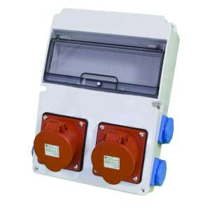 IPARI DOBOZ SZERELT 220×300 2×(5P32A) +4×(2P+F) OLDALSÓ 3320-004-7700 ipari elektromos doboz 2x 5P32A aljzattal és 4x 2P+F aljzattal - Tracon