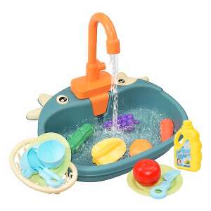 Bocis mosogató készlet gyerekeknek – elemes játék konyhai mosogató szett tányérokkal, evőeszközökkel – 33 x 26 x 7 cm (BBJ) 90831143 Szerepjátékok