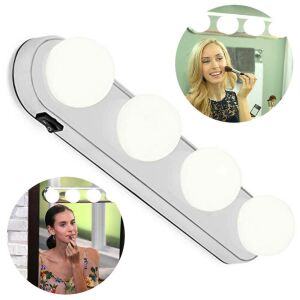 Tükörre rögzíthető 4 LED-es Hollywood sminkasztal lámpa tapadókorongokkal - vezeték nélküli (BBKM)