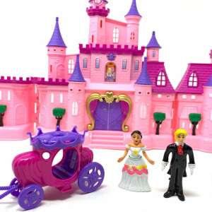 Mesebeli varázskastély hercegi párral, hintóval és rengeteg más kiegészítővel - zenél és világít - rózsaszín (BBMJ) 90832490 Babaházak