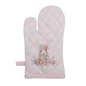 CLEEF.FEB44K Virágos Húsvéti Nyuszi Sütőkesztyű, Rózsaszín, 100% Pamut - Konyha & Étkezés