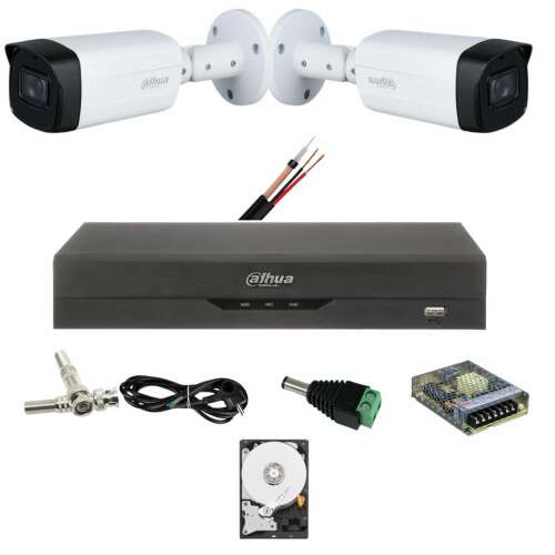 Dahua 2 CCTV készlet 5 MP, IR 80M, 3.6mm lencse, Starlight, Dahua DVR 4 csatorna, 5 MP, Tartozékok